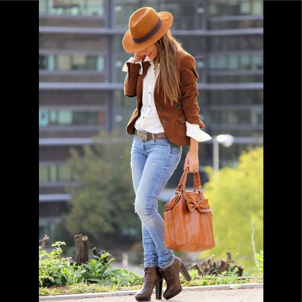 Brown suede leather jacket